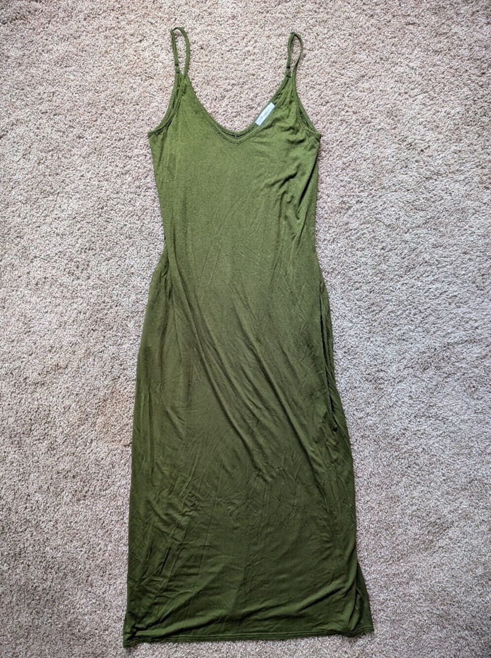Poetsky Casual Army Green V-neck Maxi Sundress Women's Large NWOT